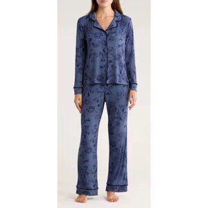 Roudelain Women's 2-Piece Ribbed Pajama Set, Vintage Indigo Large NWT
